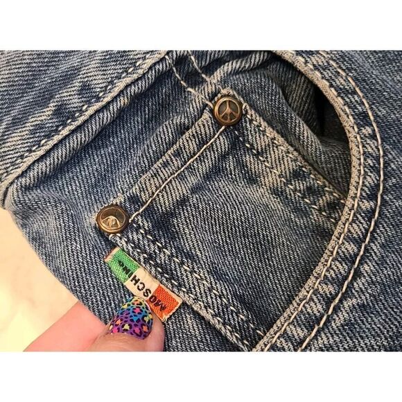 Moschino Jeans Blue Brass Peace Sign Button Fly Straight Leg 1990s | 29 ALTERED - Picture 7 of 11